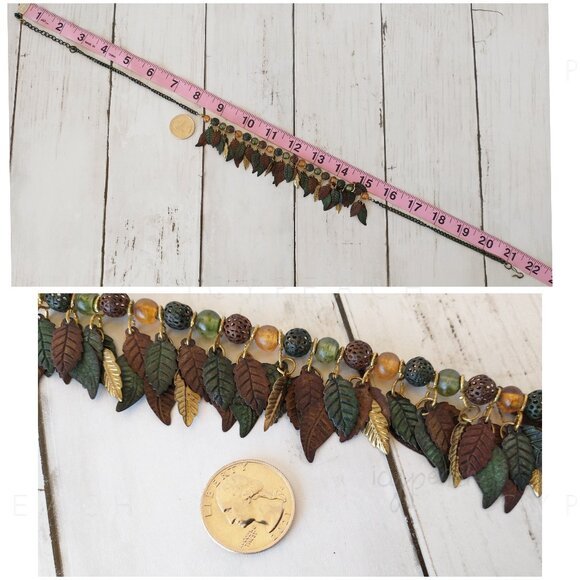 Vintage 90s Mixed Media Necklace Handmade Jewelry Upcycled Retro Cottagecore - Picture 7 of 14